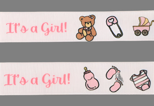 Baby Shower Grosgrain Ribbon - It's A Girl