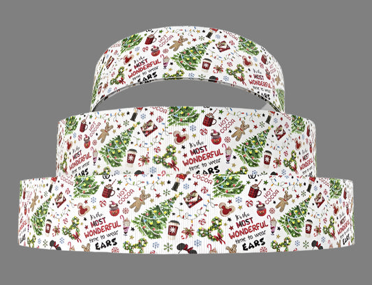 Disney Christmas Grosgrain Ribbon - What a Wonderful Time to Wear Ears