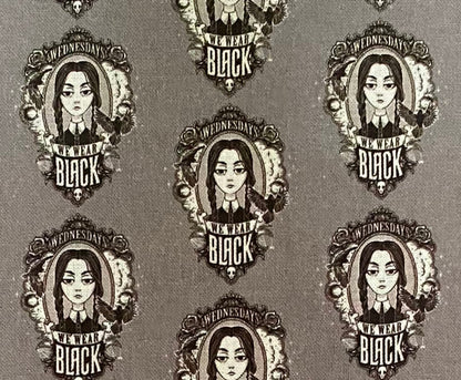 Wednesday Addams Fabric - On Wednesdays We Wear Black