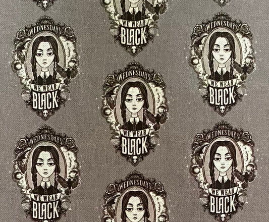 Wednesday Addams Fabric - On Wednesdays We Wear Black