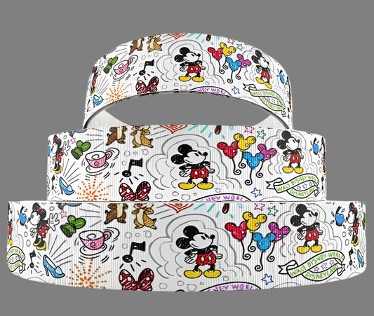 Disney Mickey and Minnie Sketch Grosgrain Ribbon