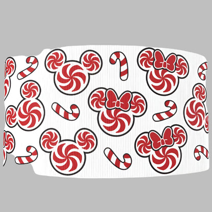 Disney Christmas Candy Cane Grosgrain Ribbon