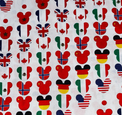 Disney Epcot Flags Around The World Fabric
