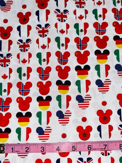 Disney Epcot Flags Around The World Fabric