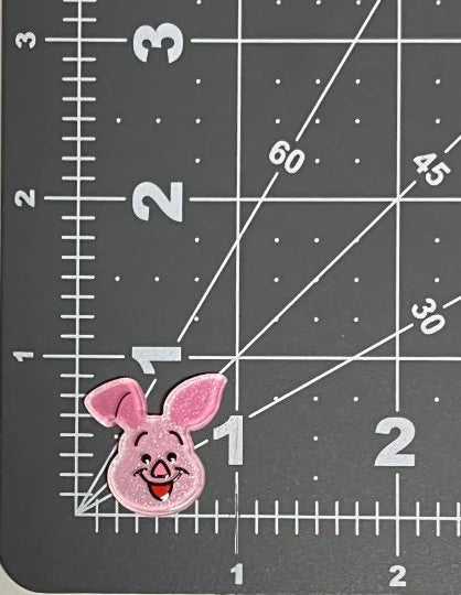 Winnie the Pooh Flat Back Planar Resin - Glittery Piglet