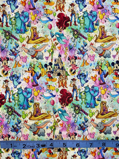 Disney Character Collage Fabric
