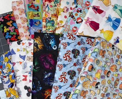 Disney Fabric Bundle 100% Cotton - Fat Quarters 18x22 or Fat Eighths 9x11