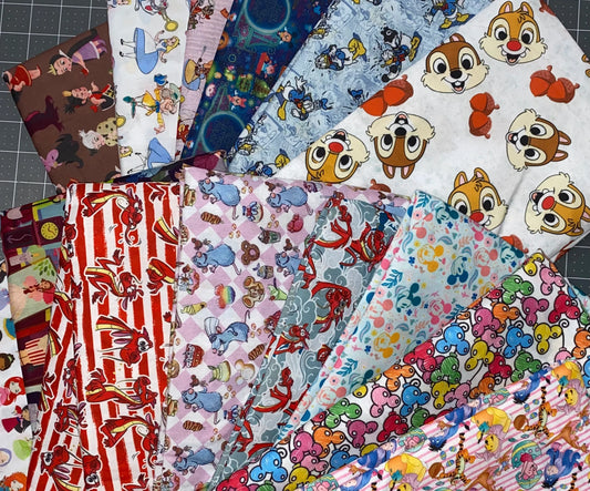 Disney Fabric Bundle 100% Cotton - Fat Quarters 18x22 or Fat Eighths 9x11