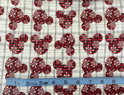 Disney Buffalo Plaid Christmas Fabric Disney