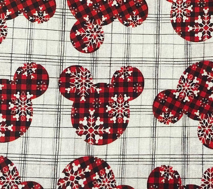 Disney Buffalo Plaid Christmas Fabric Disney