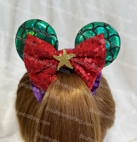 Little Mermaid Mickey Ear Scrunchies