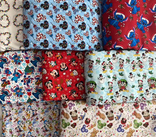 Disney Christmas Fabric Bundle - Fat Quarters 18x22 or Fat Eighths 18x11