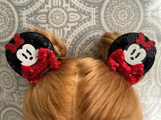 Minnie Mouse Clip On Mickey Ear - Red